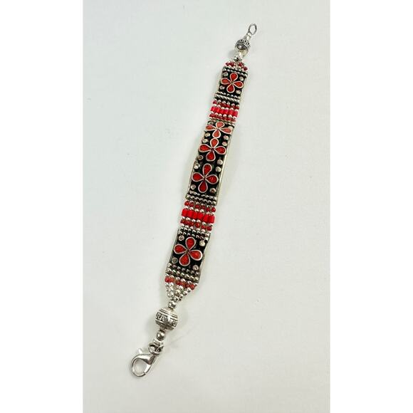 Tibetan Silver Bracelet Handmade Boho - Picture 3 of 4